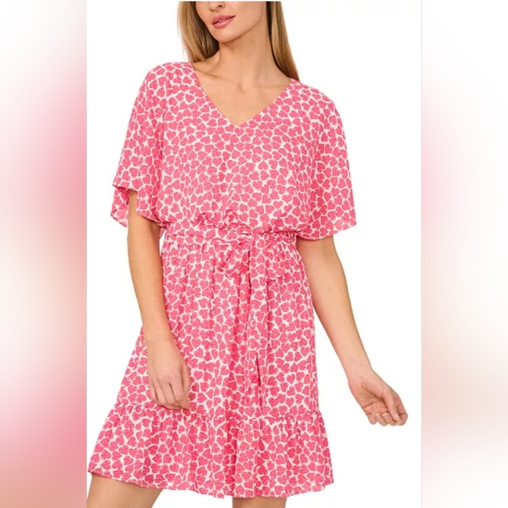 CeCe Pink Heart Print Dress
